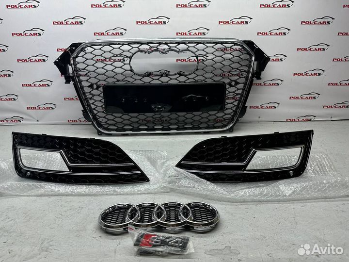Audi a4 b8 решетки бампера комплект rs4 хром реста