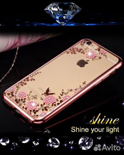 Чехол силиконовый со стразами Apple iPhone