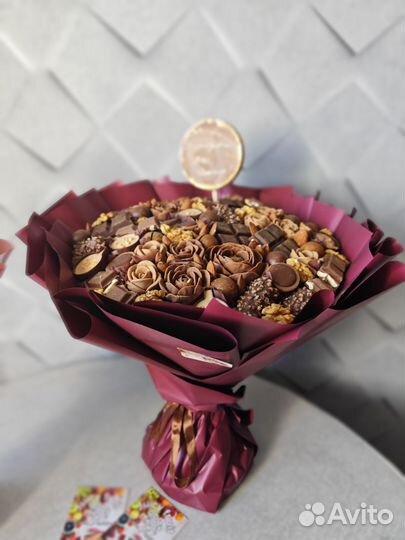 Съедобный букет из конфет, шоколад ручной работы