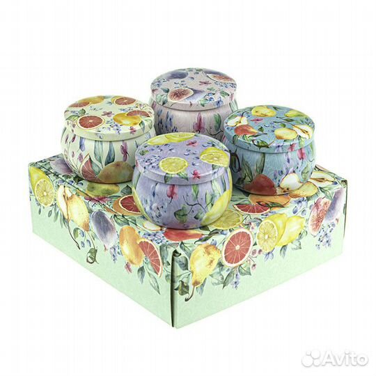 Набор 4 шт сувенирных баночек Фрукты 130мл №27