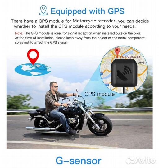 Видеорегистратор для мотоцикла Wi-Fi GPS