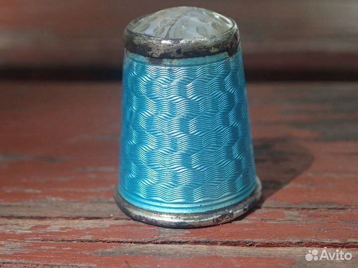 Наперсток серебро 84 проба Гильошированная эмаль