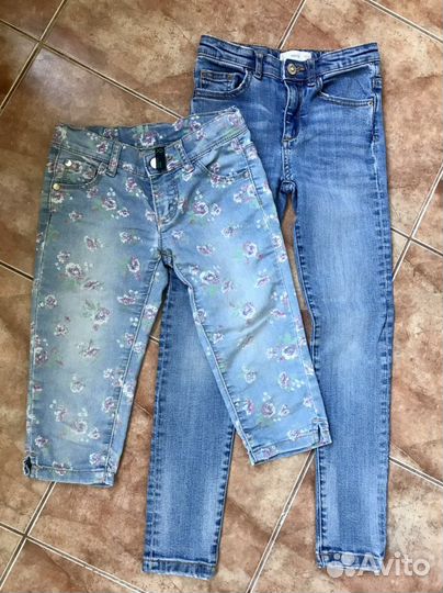 Джинсы для девочки mango, benetton, 6-8 лет