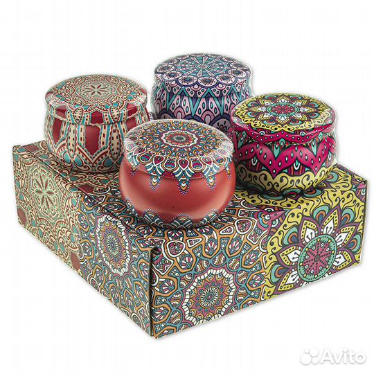 Набор 4 шт сувенирных баночек Этно 130 мл №3