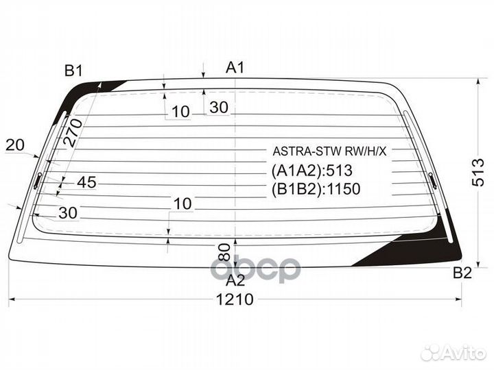 Стекло заднее с обогревом opel astra 5D WGN 91