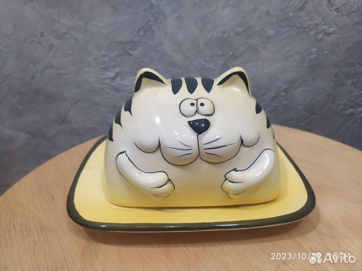 Маслёнка кот керамическая