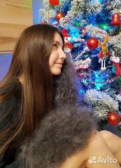 Варежки Супер толстые теплые серые пуховые из козы