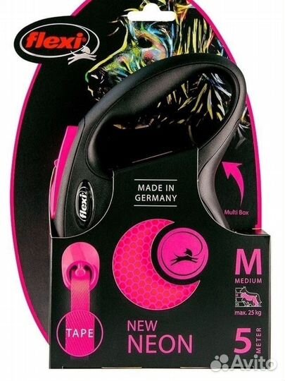 Поводок-рулетка Flexi Neon M, 5м (до 25кг)