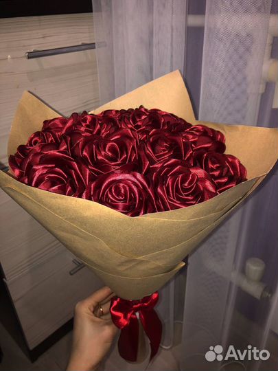 Букеты ручной работы из атласных лент