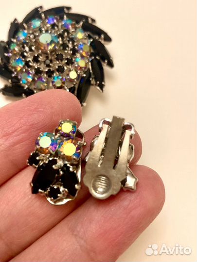 Брошь винтаж и клипсы чехословакия