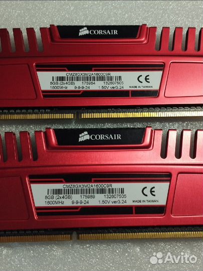 Память DDR3 8gb (2x4Gb) 1600MHz Corsair Vengeance