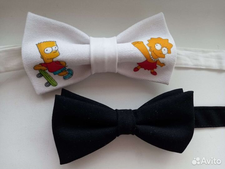 Галстук бабочка,чёрная,белая,Симпсоны
