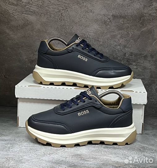 Кроссовки мужские boss экокожа