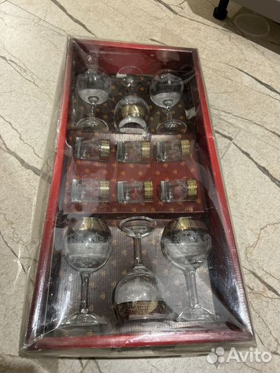 Набор винных бокалов и рюмок Гусь хрустальный