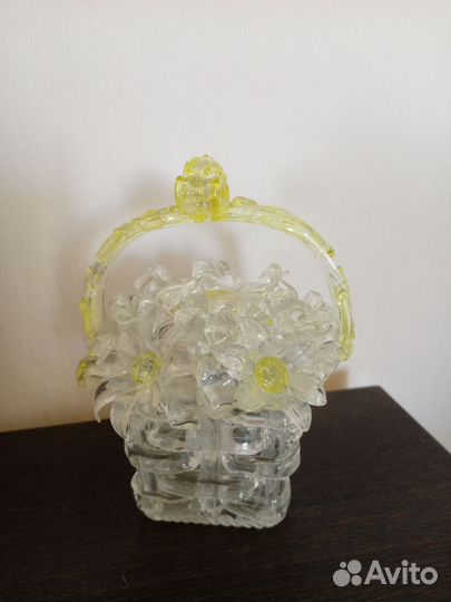 Сувенир СССР стекло- корзиночка с цветами