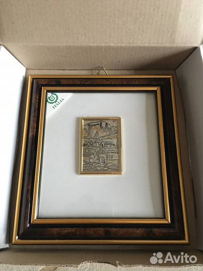 Картина из серебра Италия сусальное золото ручная