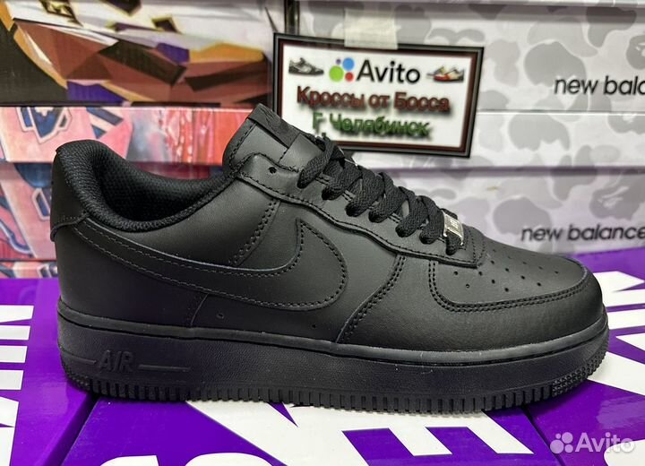 Кроссовки Nike Air Force 1 Black. Качество Luxe