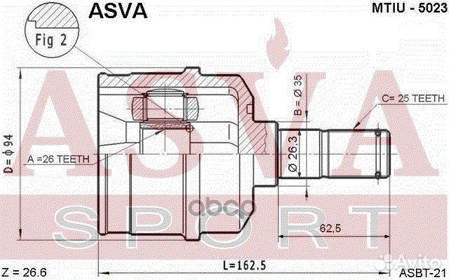 ШРУС внутренний правый 26x35x25 mtiu5023 asva