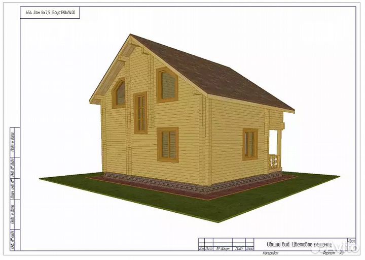 Дом из профилированного бруса 8х7.5 145х190 мм