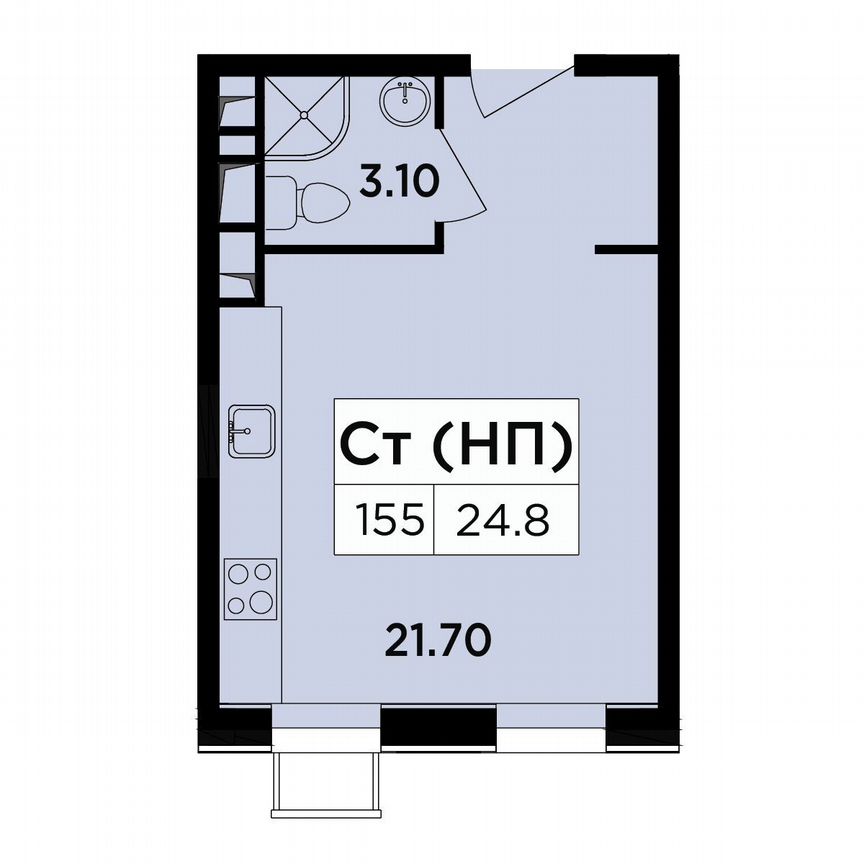 Апартаменты-студия, 24,8 м², 8/18 эт.