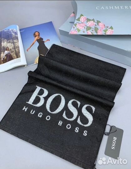 Мужской шарф hugo Boss серый