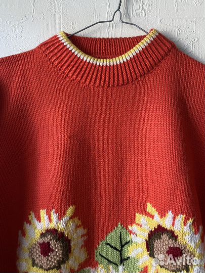 Винтажный свитер подсолнухи