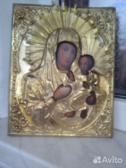 Старинная икона Божьей Матери Тихвинская письмо