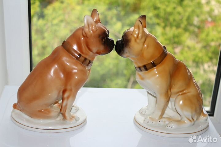 Статуэтка собака Боксёр бульдог фарфор лфз