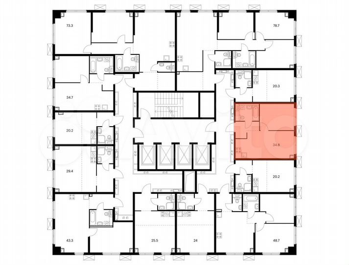 1-к. квартира, 34,8 м², 9/33 эт.