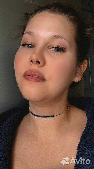 Чокер колье с натуральным камнем лазуритом