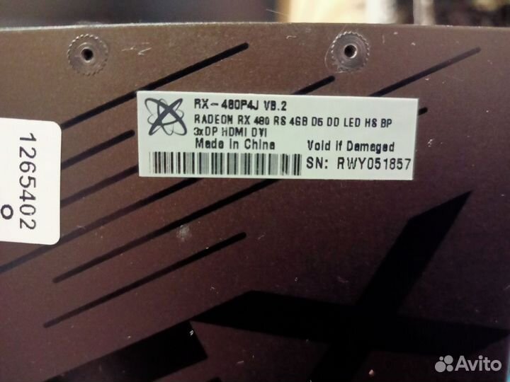 Видеокарта Rx 480 4gb на запчасти
