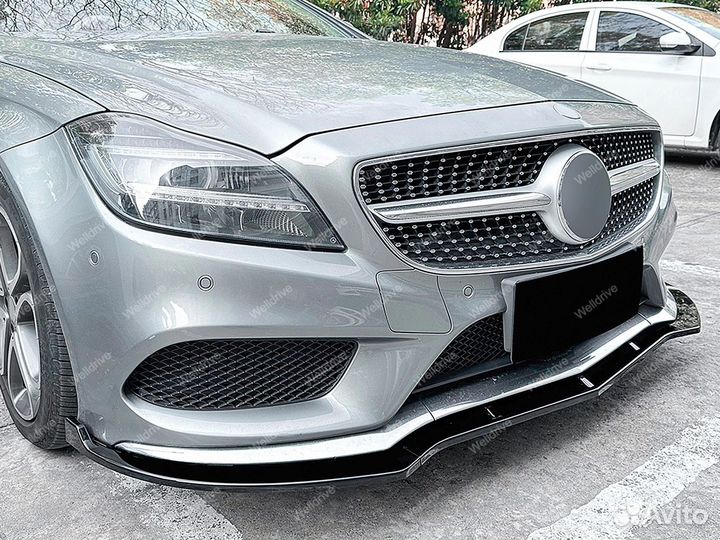 Губа передняя Mercedes CLS C218 AMG пакет черная