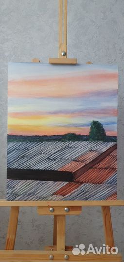 Картина акварелью на холсте 