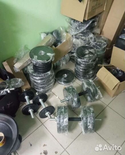 Гантели, штанги, обрезиненные диски