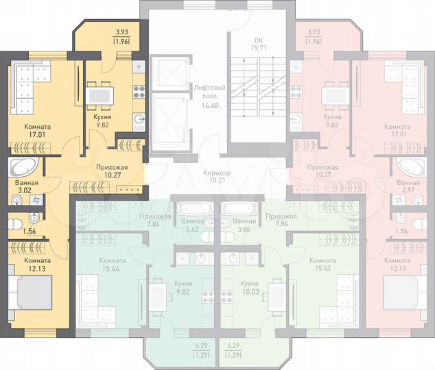2-к. квартира, 55,8 м², 13/16 эт.