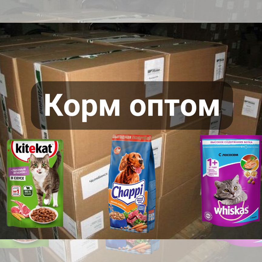 Kitekat, Whiskas, Chappi оптом (сухой, влажный кор