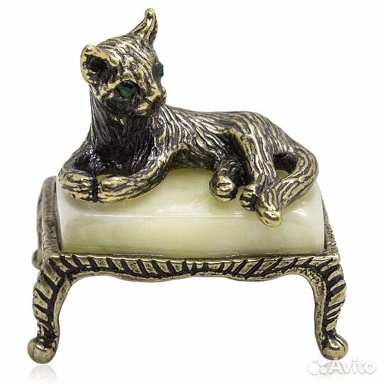 Фигурка коллекционная кошка с янтарем