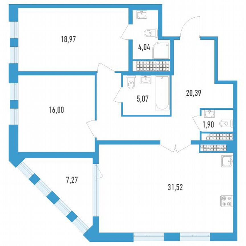 2-к. квартира, 99 м², 18/23 эт.
