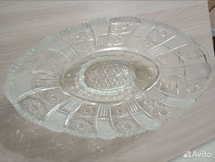 Большой хрустальный салатник СССР