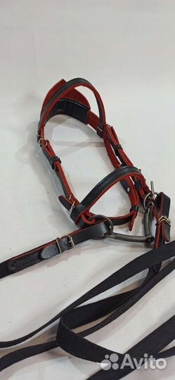 Уздечка. для лошади чёрная с красным, коричневая