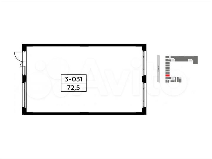 Аренда, торговое помещение площадью 72.5 кв.м