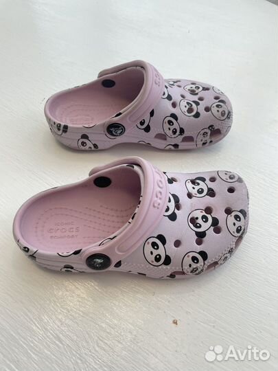 Crocs c9 сабо детские calssic panda print clog