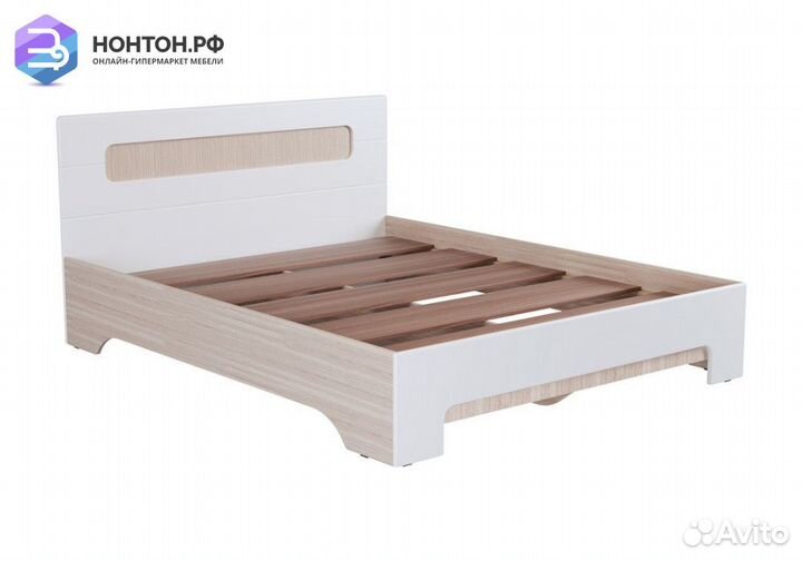 Кровать Палермо-3 1.6 м ясень шимо светлый / белый