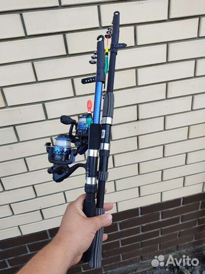 Удочка в сборе 1.8 м с поплавком катушкой леской