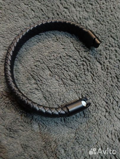 Мужской плетёный браслет из натуральной кожи