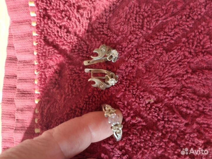 Серьги кольца серебро 925 СССР
