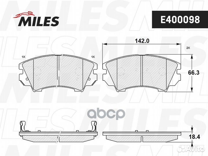 Колодки тормозные дисковые перед E400098 Miles