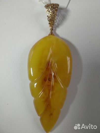 Подвеска янтарь с серебром