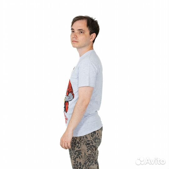 62814 Футболка calm does nott mean inaction серый