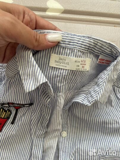 Рубашка zara для девочки 9-12 месяцев
